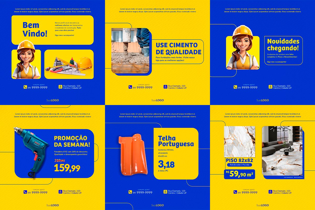 Layout limpo e moderno representando estratégias de social media para lojas de pisos e revestimentos, com foco em design minimalista e comunicação visual profissional.